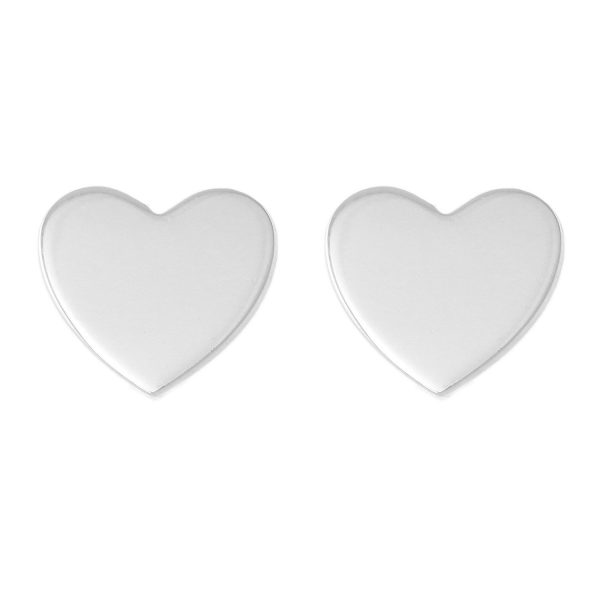 SE166 - 12mm Sterling Silver Flat Heart Stud Earrings