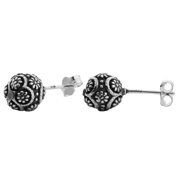 SE187 - 8mm Sterling Silver Antique Finish Ball Stud Earrings