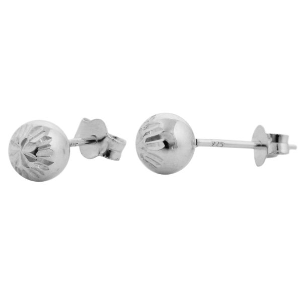 SE2 - 6mm Sterling Silver Diamond Cut Ball Stud Earrings