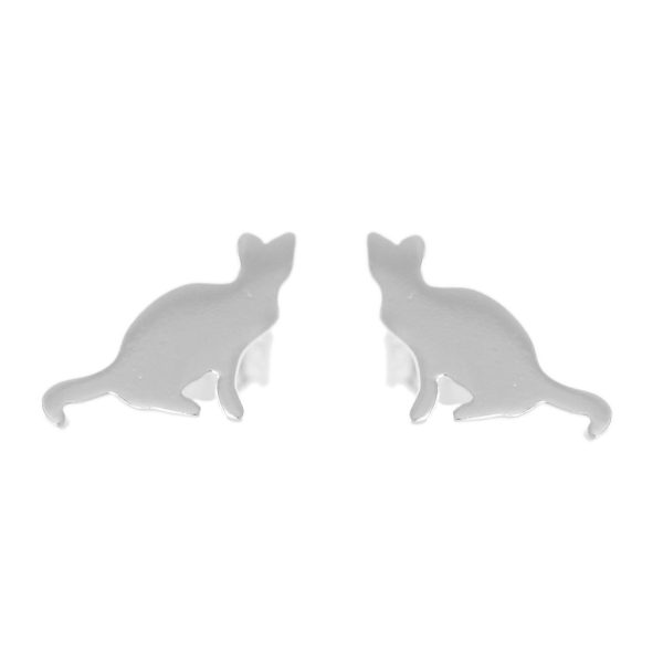 SE235 - 12mm Sterling Silver Cat Stud Earrings