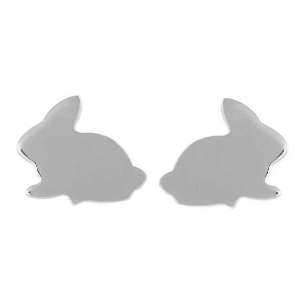 SE248 - 13mm Sterling Silver Flat Rabbit Stud Earrings