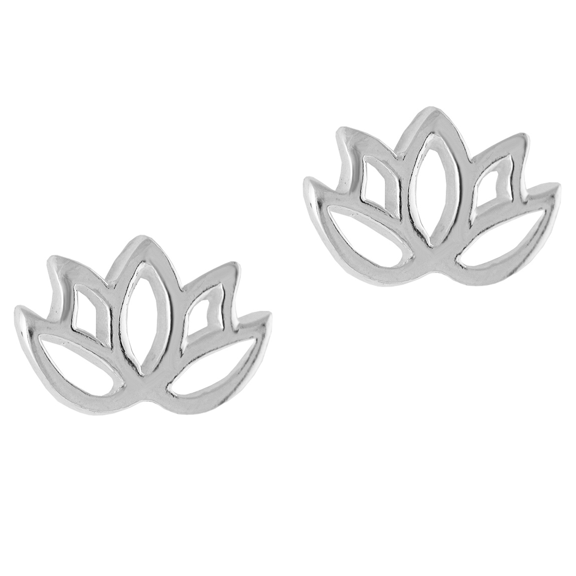 SE338 - Sterling Silver Lotus Flower Stud Earrings - W J Sutton