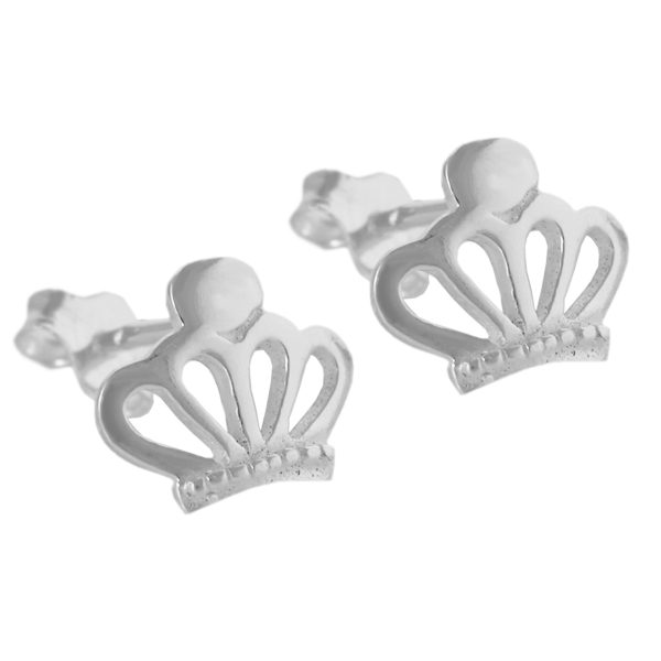 SE339 - 10mm Sterling Silver Crown Stud Earrings