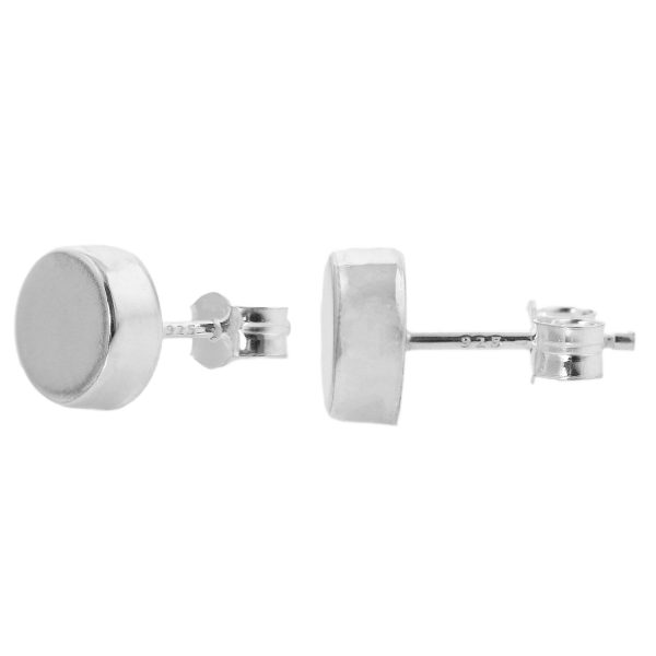 SE419 - 8mm Sterling Silver Flat Round Stud Earrings