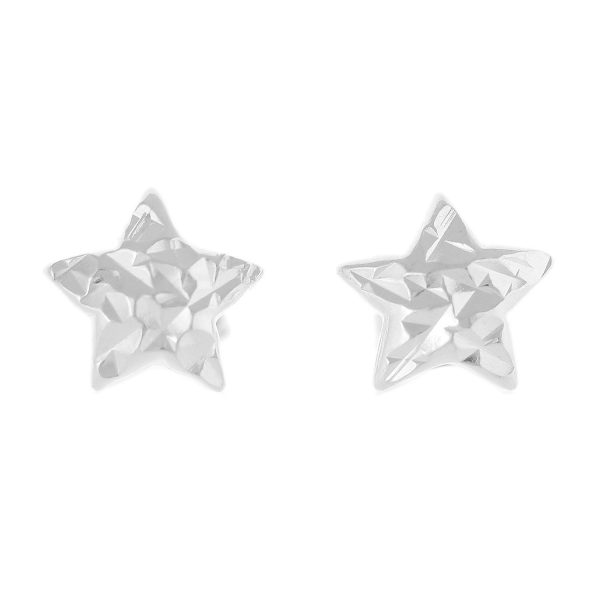SE49 - 9mm Sterling Silver Diamond Cut Star Stud Earrings