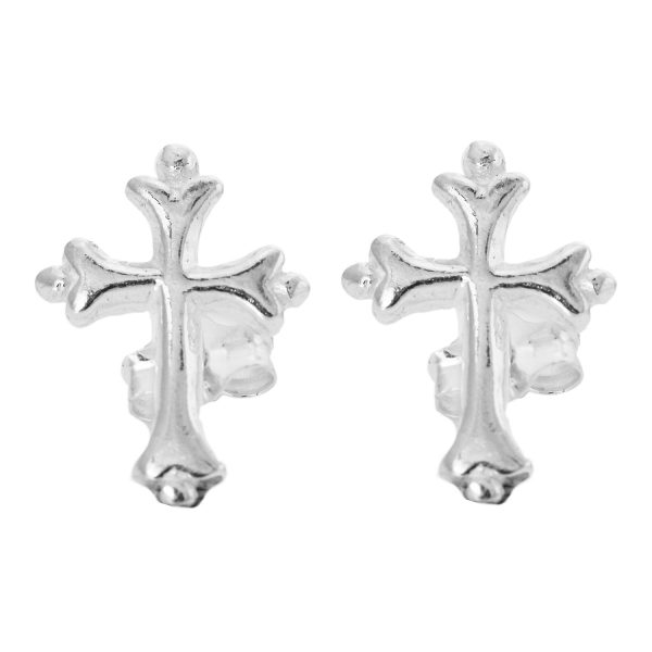 SE512 - 12.5mm Sterling Silver Plain Cross Stud Earrings