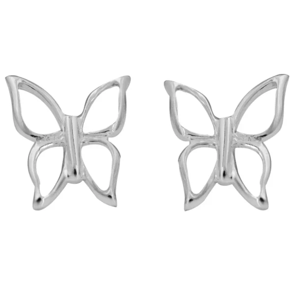 SE524 - 10mm Sterling Silver Butterfly Outline Stud Earrings