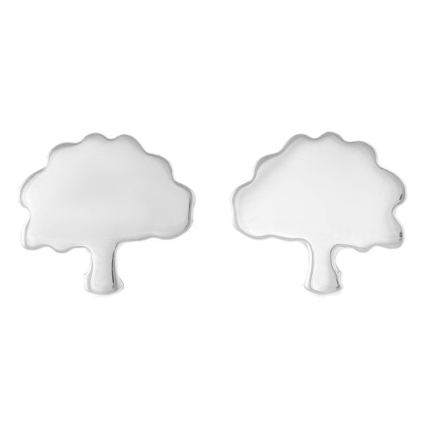 SE539 - 12mm Sterling Silver Flat Plain Tree Stud Earrings