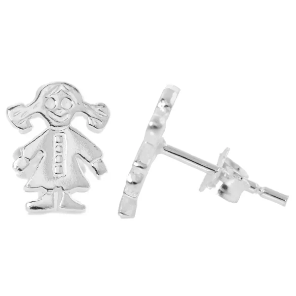 SE540 - 12mm Sterling Silver Little Girl Stud Earrings