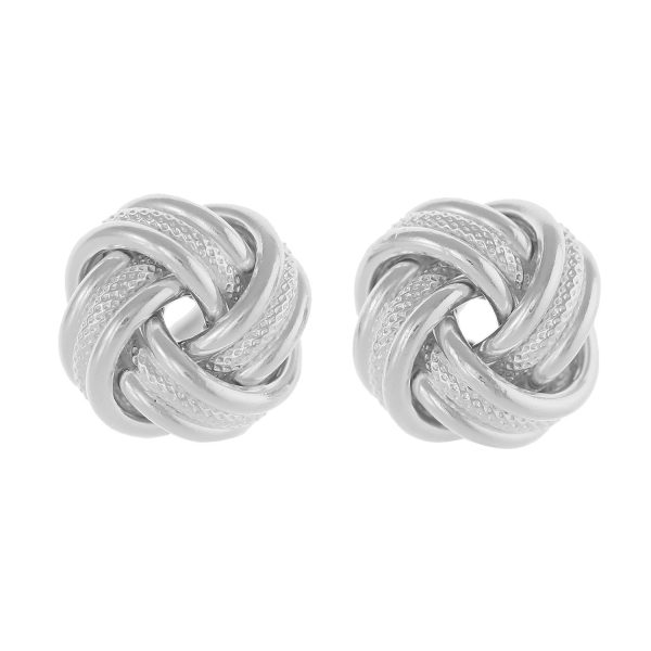 SE588 - 13mm Sterling Silver Patterned Knot Stud Earrings