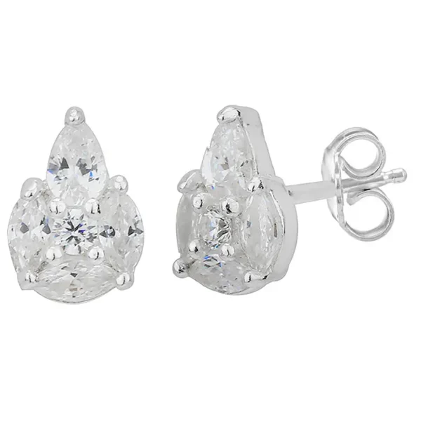 SE928 - 6.5mm Sterling Silver CZ Cluster Stud Earrings