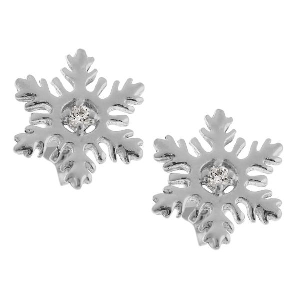 SE449CZ - 10mm Sterling Silver Snowflake CZ Stud Earrings