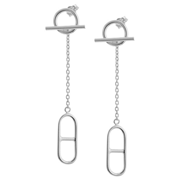 SE456 - 60mm Sterling Silver T-Bar Drop/Stud Earrings