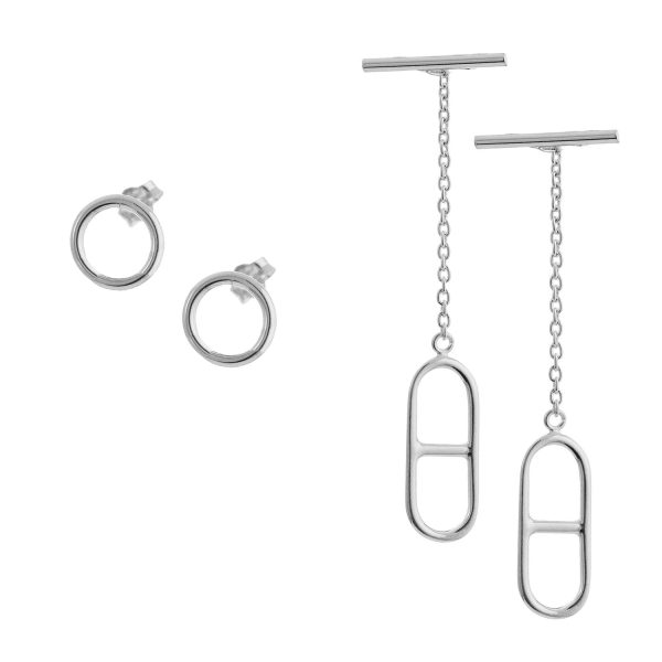 SE456 - 60mm Sterling Silver T-Bar Drop/Stud Earrings