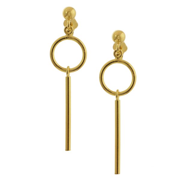 SE452GP - 40mm Sterling Silver Gold Plated Geometric Drop Earrings