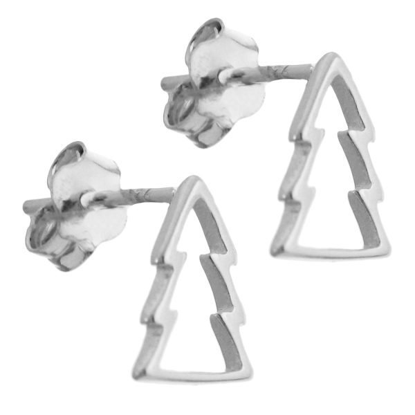 SE2512 - 9mm Sterling Silver Christmas Tree Stud Earrings