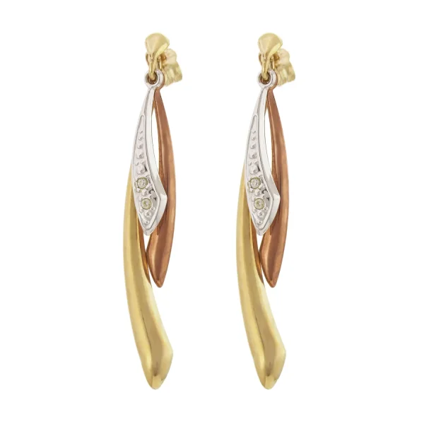 GE111 - 9ct Multi-Coloured Gold 40mm Drop Earrings
