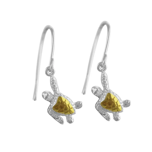 SE6182 - Sterling Silver 12.5mm Turtle Drop Earrings