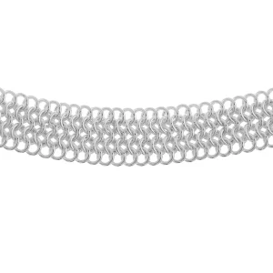 SHM379 - 7.5" Sterling Silver Handmade European Weave Bracelet - 15mm Wide