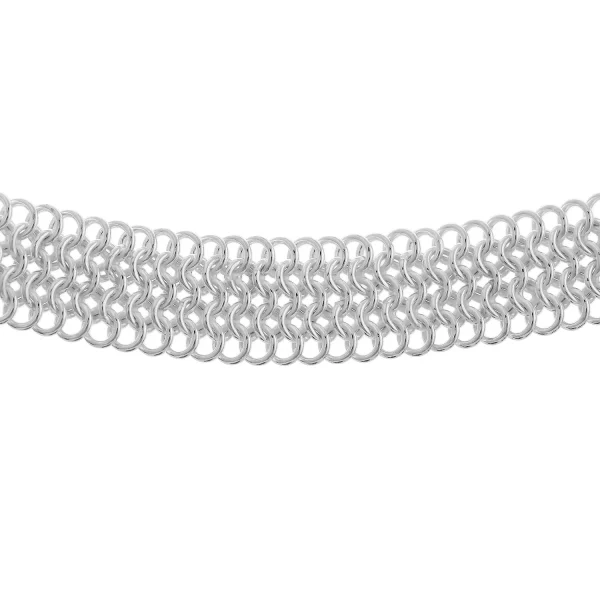 SHM379 - 7.5" Sterling Silver Handmade European Weave Bracelet - 15mm Wide