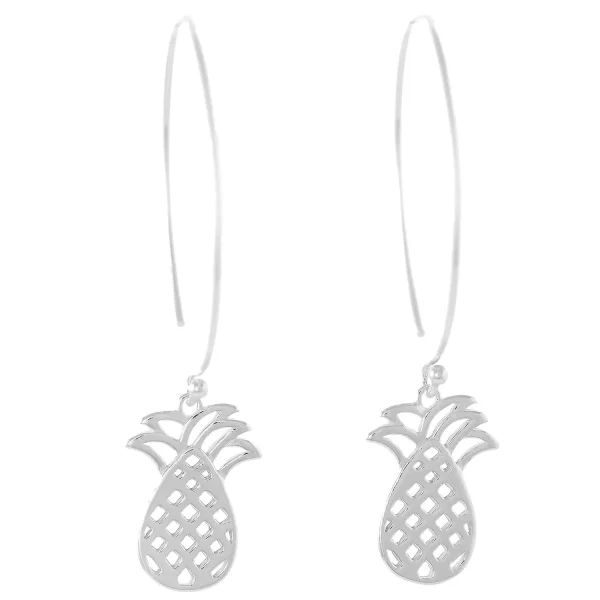 SE938 - Sterling Silver 36mm Pineapple Flexible Hoop Earrings