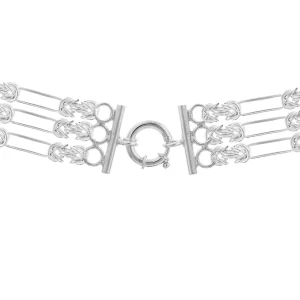 SHMTR-374/7 - 7.5" Sterling Silver Handmade Three Row Fetter and Knot Bracelet