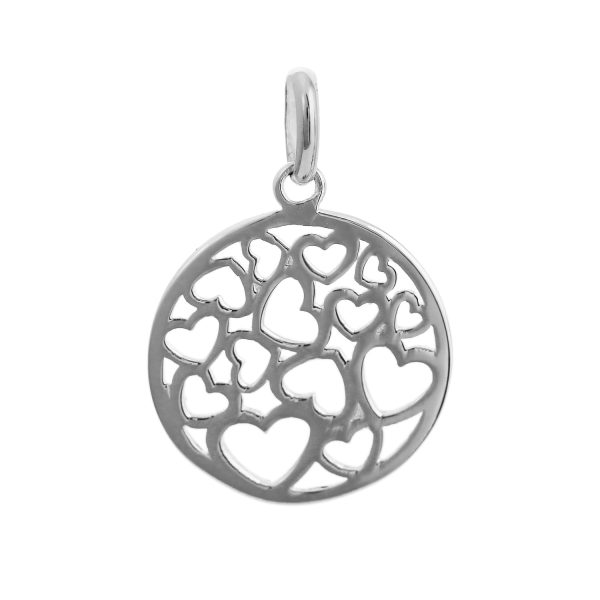 SP536 - Sterling Silver 17mm Round Heart Pendant