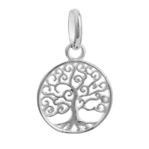 SP539 - Sterling Silver 12mm Round Tree of Life Pendant