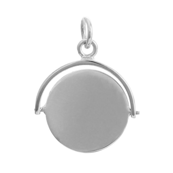 SP585 - Sterling Silver 13mm Engravable Round Disc Swivel Pendant