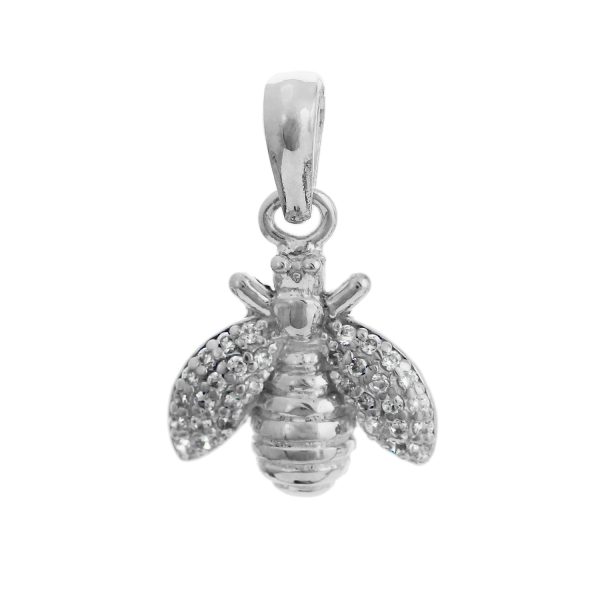 SP6184CZ - Sterling Silver 11mm Bee CZ Pendant