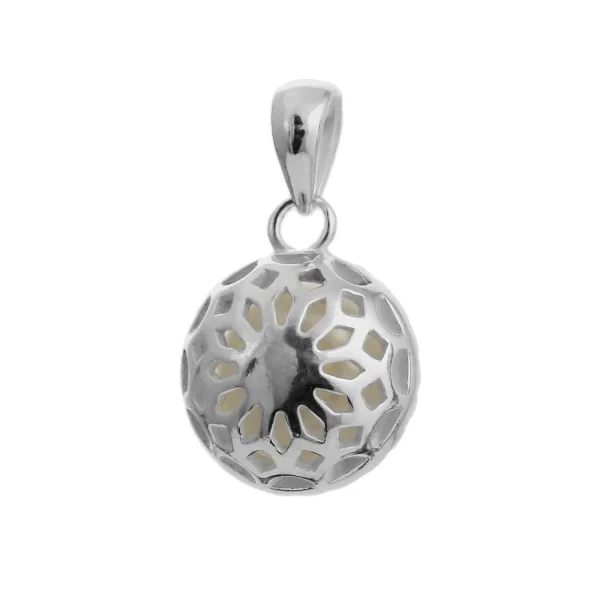 SP883P - Sterling Silver 11mm Round Pearl and CZ Pendant