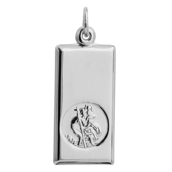 STCBAR1/22 - Sterling Silver 22mm Engravable St. Christopher Bar Pendant
