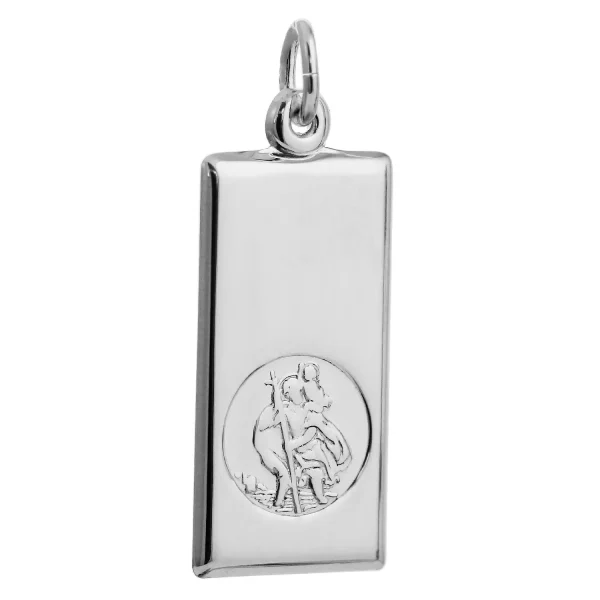 STCBAR1/22 - Sterling Silver 22mm Engravable St. Christopher Bar Pendant