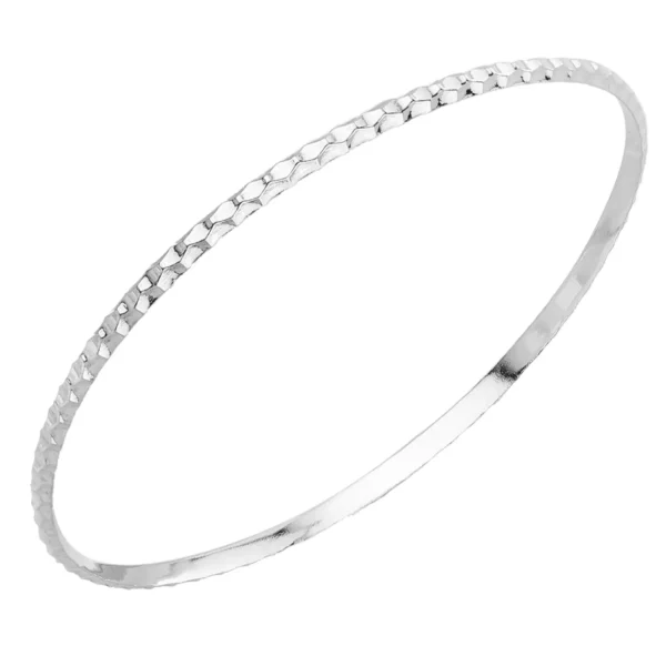 S4129Z - Sterling Silver 2.5mm Diamond Cut Stacker Bangle – Various Sizes