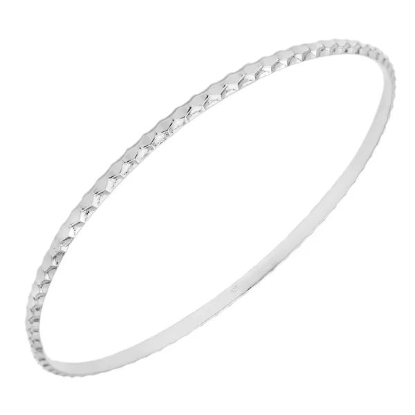 S4129Z - Sterling Silver 2.5mm Diamond Cut Stacker Bangle – Various Sizes