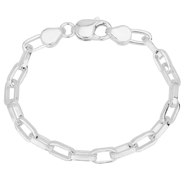 SHM5008 - Sterling Silver Handmade Chunky Paper Chain with Lobster Clasp - 5.8mm Wide