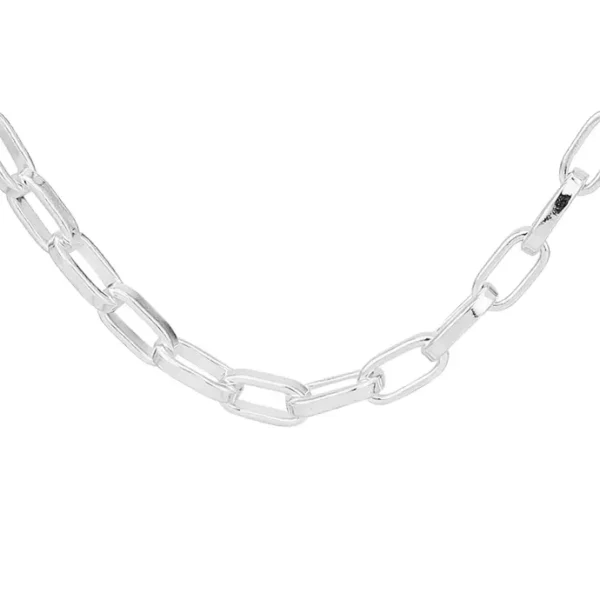 SHM5008 - Sterling Silver Handmade Chunky Paper Chain with Lobster Clasp - 5.8mm Wide