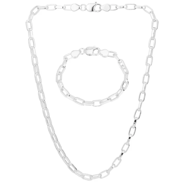 SHM5008 - Sterling Silver Handmade Chunky Paper Chain with Lobster Clasp - 5.8mm Wide
