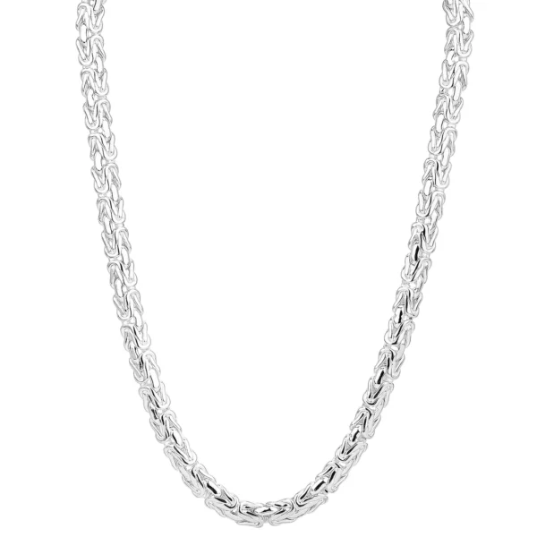 SHM408 - Sterling Silver Handmade Flat Byzantine Chain with Lobster Clasp – 8.7mm Wide
