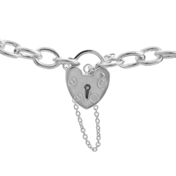 S162PB - 7.5" Sterling Silver Cable/Trace Padlock Bracelet - 6.5mm Wide