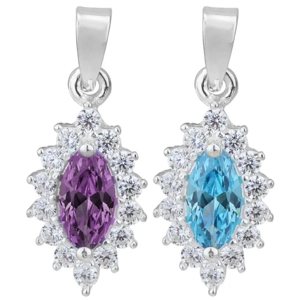 SP089 - 13.5mm Sterling Silver Marquise CZ Pendant – Various Colours