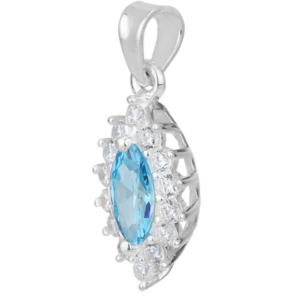 SP089 - 13.5mm Sterling Silver Marquise CZ Pendant – Various Colours