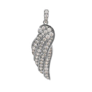 SP5939 - 32mm Sterling Silver CZ Angel Wing Pendant