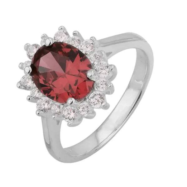 SR086RCZ - Sterling Silver "Ruby Red" CZ Ring - Various Sizes