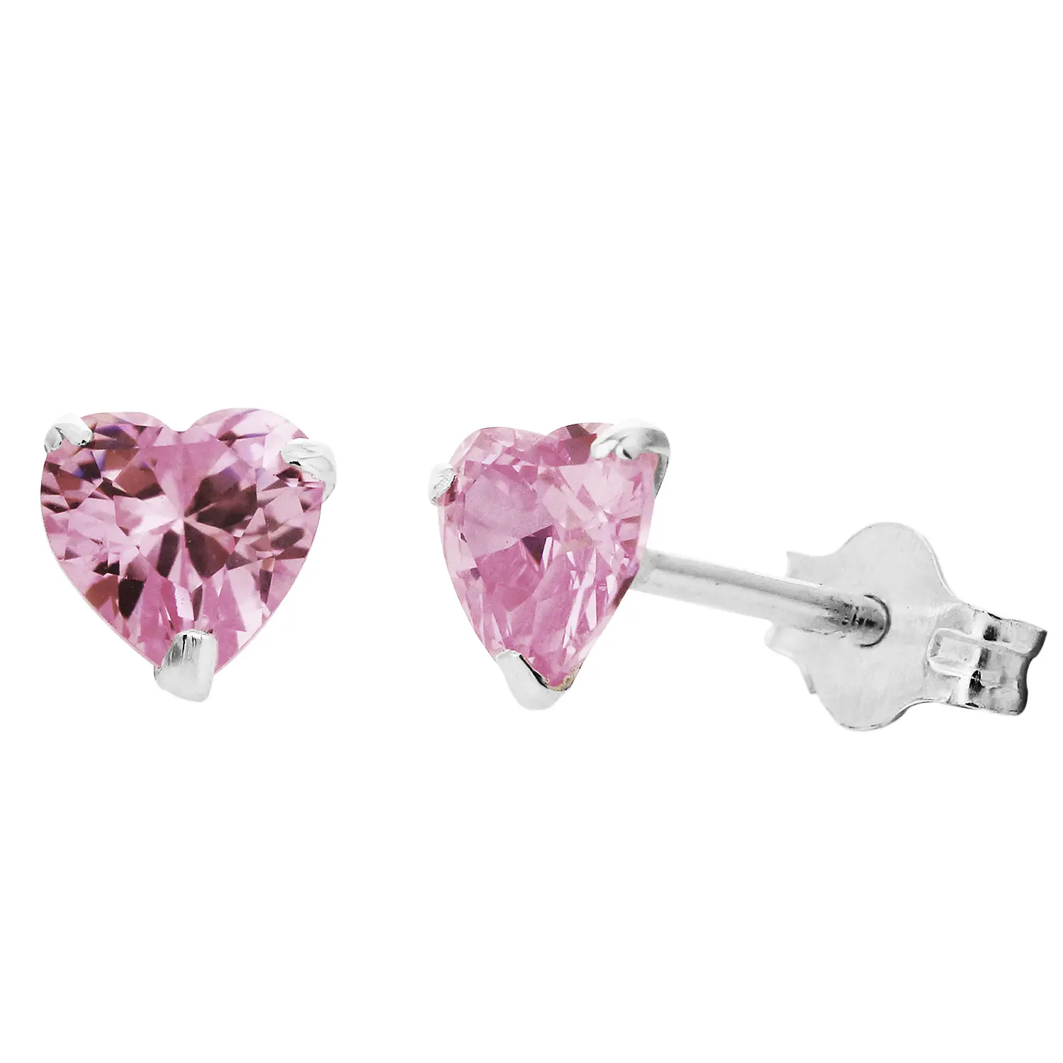 925 Sterling Silver Small Heart CZ Stud Earrings – Gold Plated Options (14k, 18k, 22k)