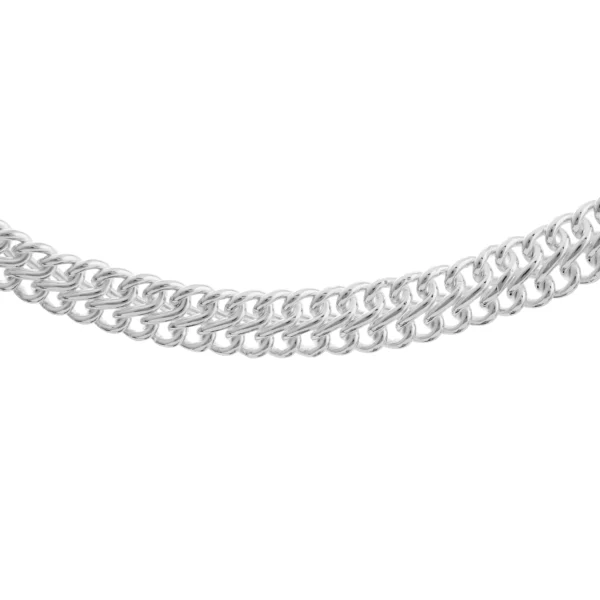 SHM371 - Sterling Silver Flat Double Curb Chain with Lobster Clasp – 8mm Wide