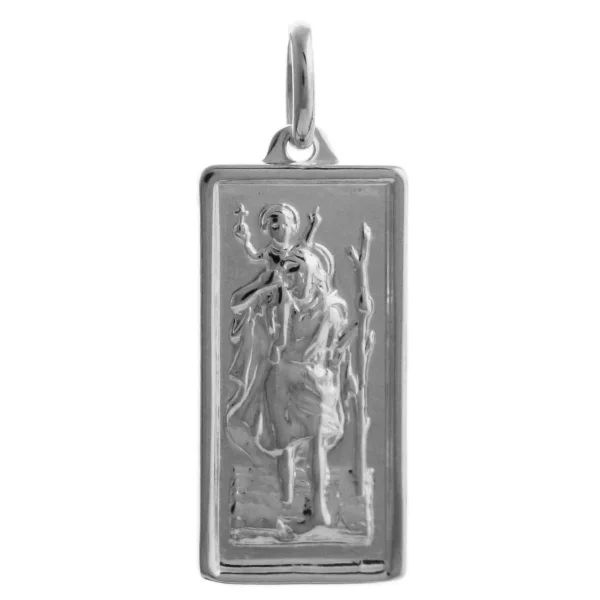 STCBAR3 – Sterling Silver 22mm Engravable St. Christopher Bar Pendant