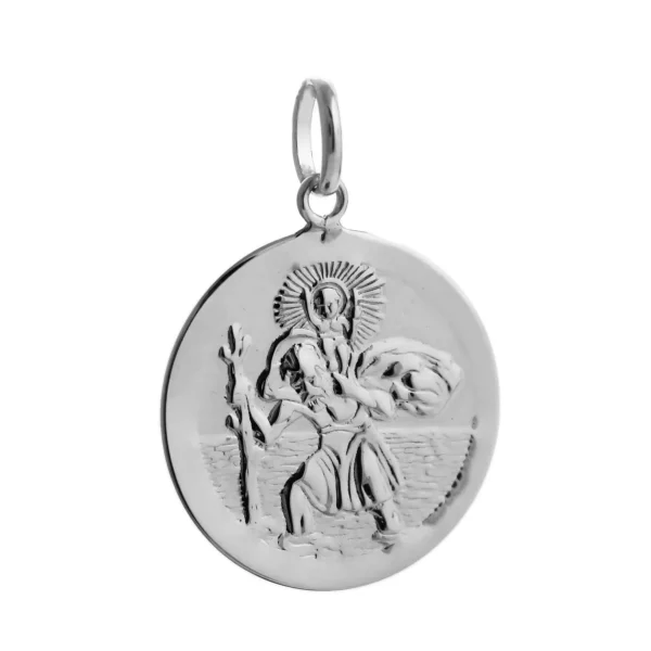 STC8 - 20mm Sterling Silver Saint Christopher Pendant