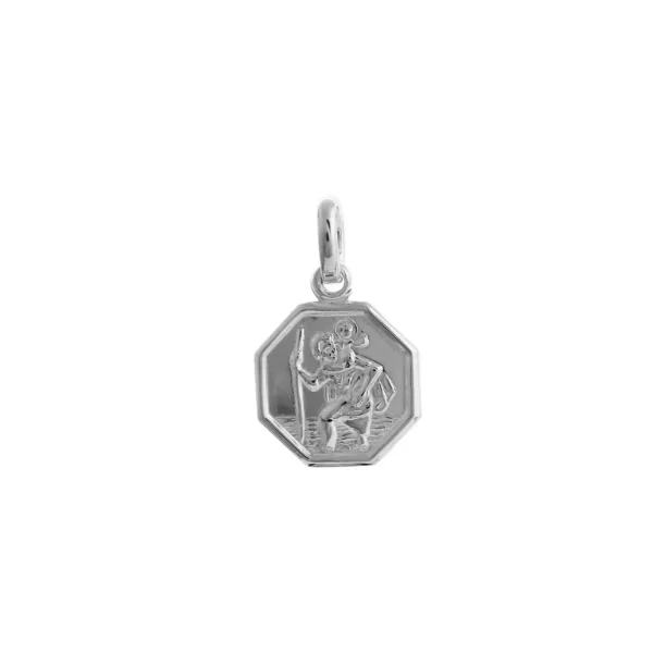 STCOCT1 - 10mm Sterling Silver Octagonal Saint Christopher Pendant