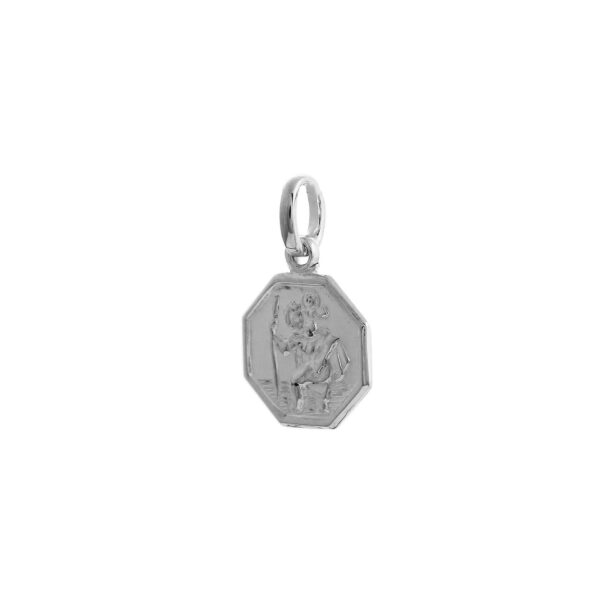 STCOCT1 - 10mm Sterling Silver Octagonal Saint Christopher Pendant